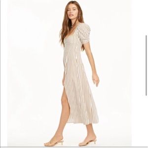 Danielle Bernstein buff sleeve slit midi dress